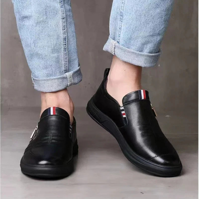 Sapato Mocassim Casual Masculino em Couro com Zíper Vila Fashion