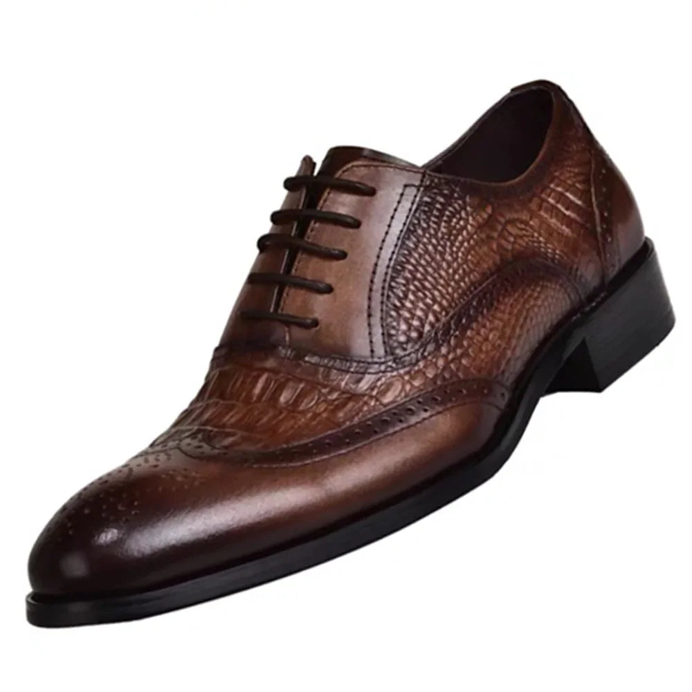 Sapato Social Masculino Oxford em Couro Textura Crocodilo Vila Crock