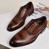 Sapato Social Masculino Oxford em Couro Textura Crocodilo Vila Crock